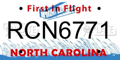 RCN6771 North Carolina License Plate