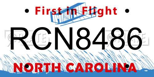 RCN8486 North Carolina License Plate