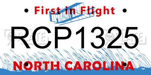 RCP1325 North Carolina License Plate