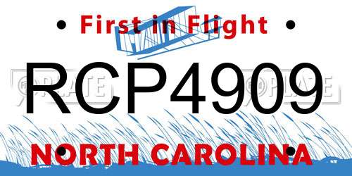 RCP4909 North Carolina License Plate