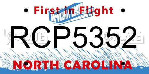 RCP5352 North Carolina License Plate