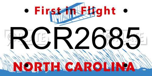 RCR2685 North Carolina License Plate