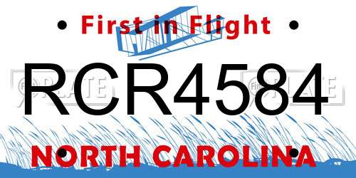 RCR4584 North Carolina License Plate