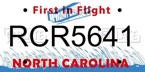 RCR5641 North Carolina License Plate