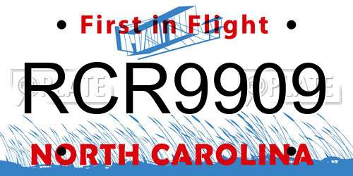 RCR9909 North Carolina License Plate