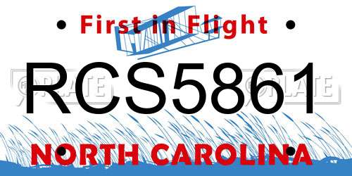 RCS5861 North Carolina License Plate