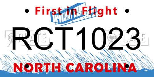 RCT1023 North Carolina License Plate