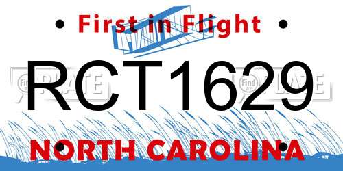 RCT1629 North Carolina License Plate