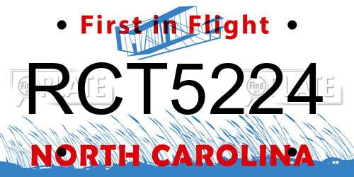 RCT5224 North Carolina License Plate