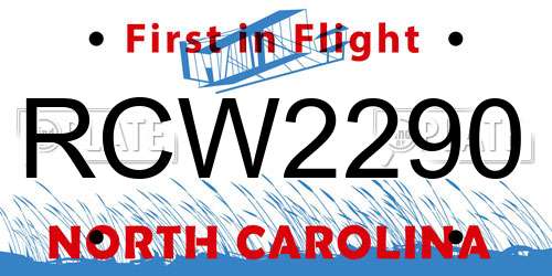 RCW2290 North Carolina License Plate