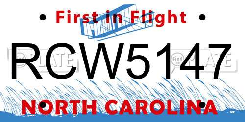 RCW5147 North Carolina License Plate
