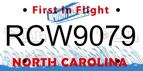 RCW9079 North Carolina License Plate