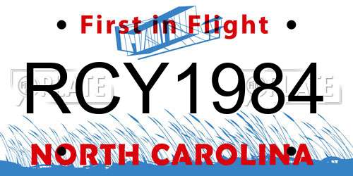 RCY1984 North Carolina License Plate