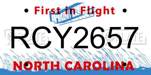 RCY2657 North Carolina License Plate