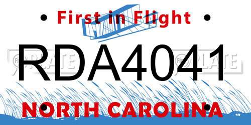 RDA4041 North Carolina License Plate