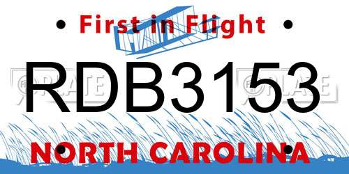 RDB3153 North Carolina License Plate