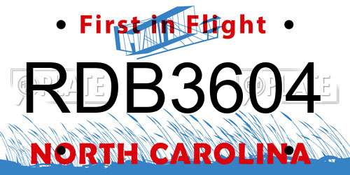 RDB3604 North Carolina License Plate