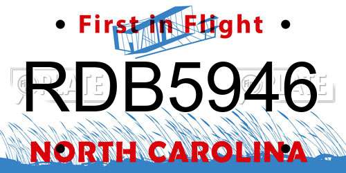 RDB5946 North Carolina License Plate