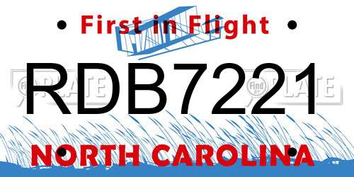 RDB7221 North Carolina License Plate