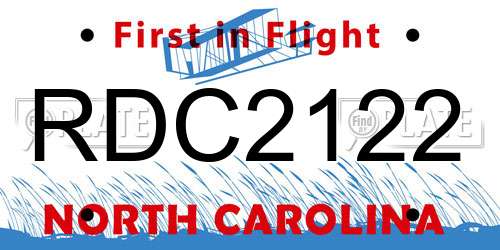 RDC2122 North Carolina License Plate