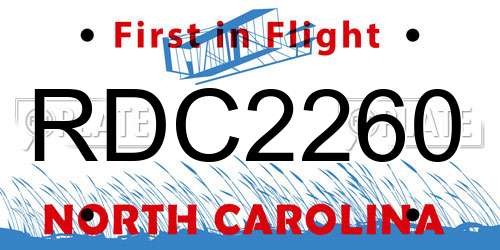 RDC2260 North Carolina License Plate