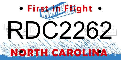 RDC2262 North Carolina License Plate