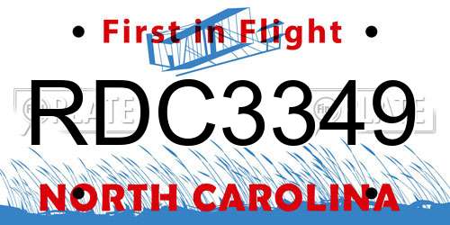RDC3349 North Carolina License Plate