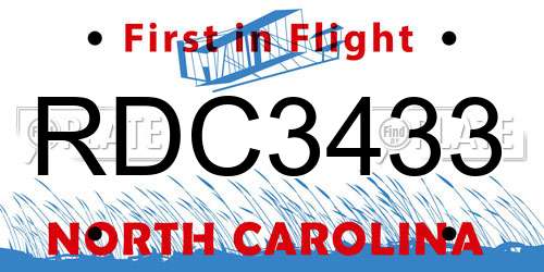 RDC3433 North Carolina License Plate