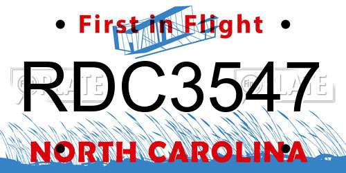 RDC3547 North Carolina License Plate