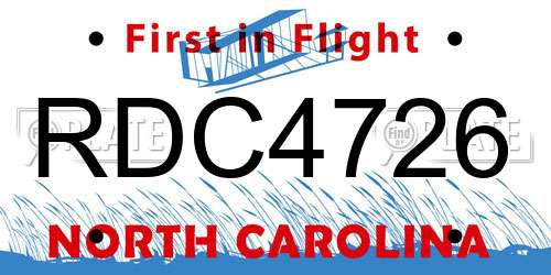 RDC4726 North Carolina License Plate