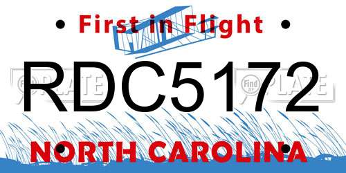 RDC5172 North Carolina License Plate