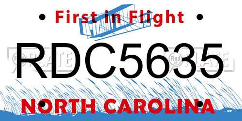 RDC5635 North Carolina License Plate