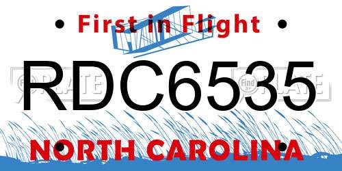 RDC6535 North Carolina License Plate