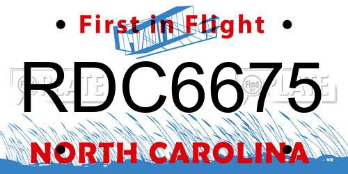 RDC6675 North Carolina License Plate