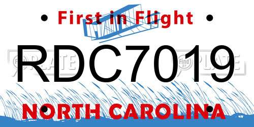RDC7019 North Carolina License Plate