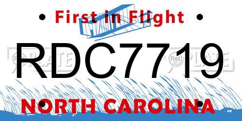 RDC7719 North Carolina License Plate