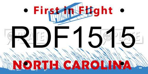 RDF1515 North Carolina License Plate
