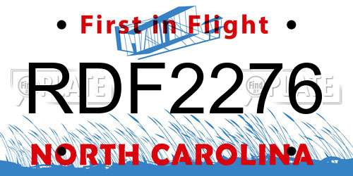 RDF2276 North Carolina License Plate