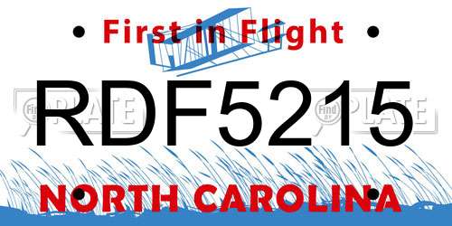 RDF5215 North Carolina License Plate