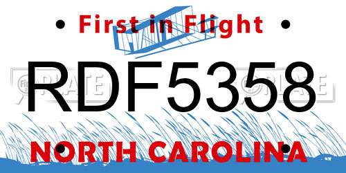 RDF5358 North Carolina License Plate