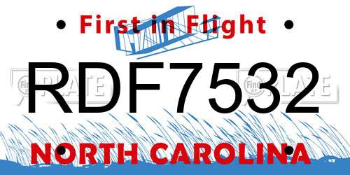 RDF7532 North Carolina License Plate