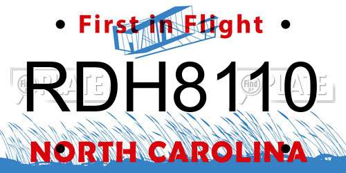 RDH8110 North Carolina License Plate