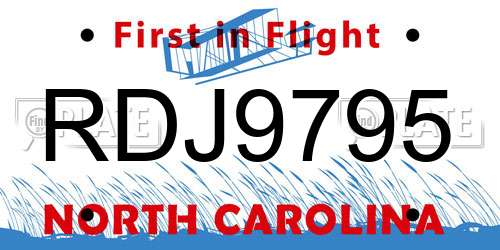 RDJ9795 North Carolina License Plate