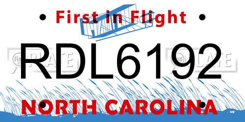RDL6192 North Carolina License Plate