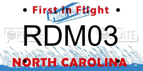 RDM03 North Carolina License Plate
