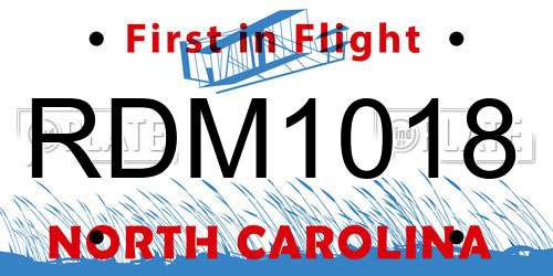 RDM1018 North Carolina License Plate