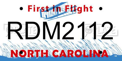 RDM2112 North Carolina License Plate
