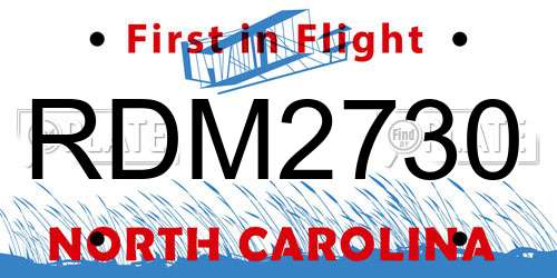 RDM2730 North Carolina License Plate