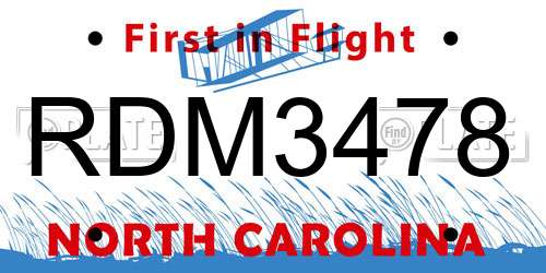 RDM3478 North Carolina License Plate