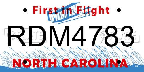 RDM4783 North Carolina License Plate
